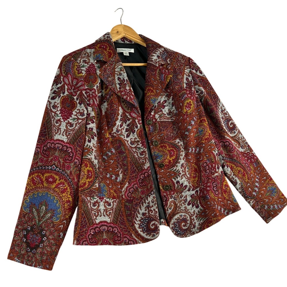 Vtg Paisley Tapestry Jacket Boho Cottagecore Artsy Professor Statement Coat Sz M